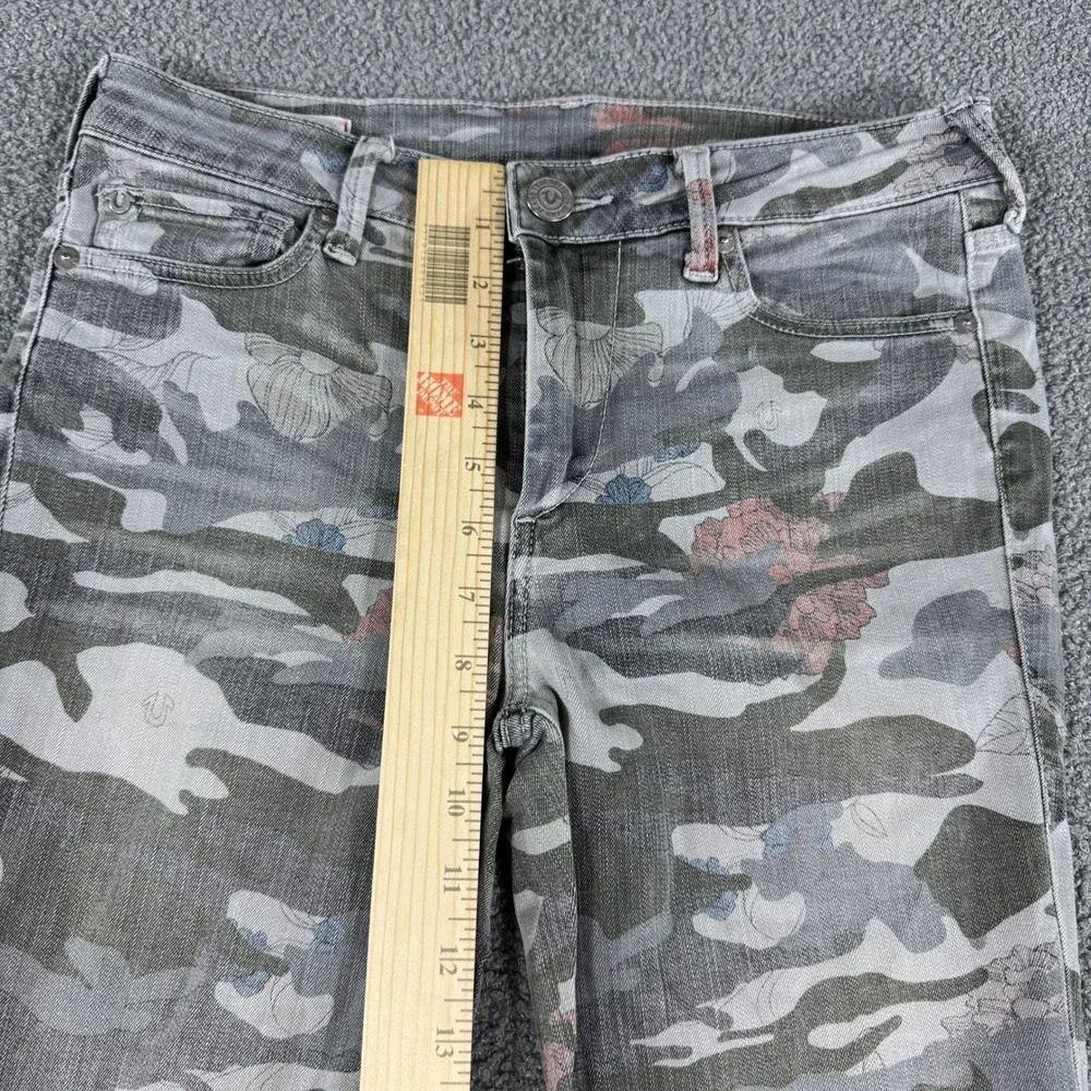 True Religion Jeans Women's Size 28 Gray Camo Floral Halle Mid-Rise Super Skinny - Picture 8 of 11